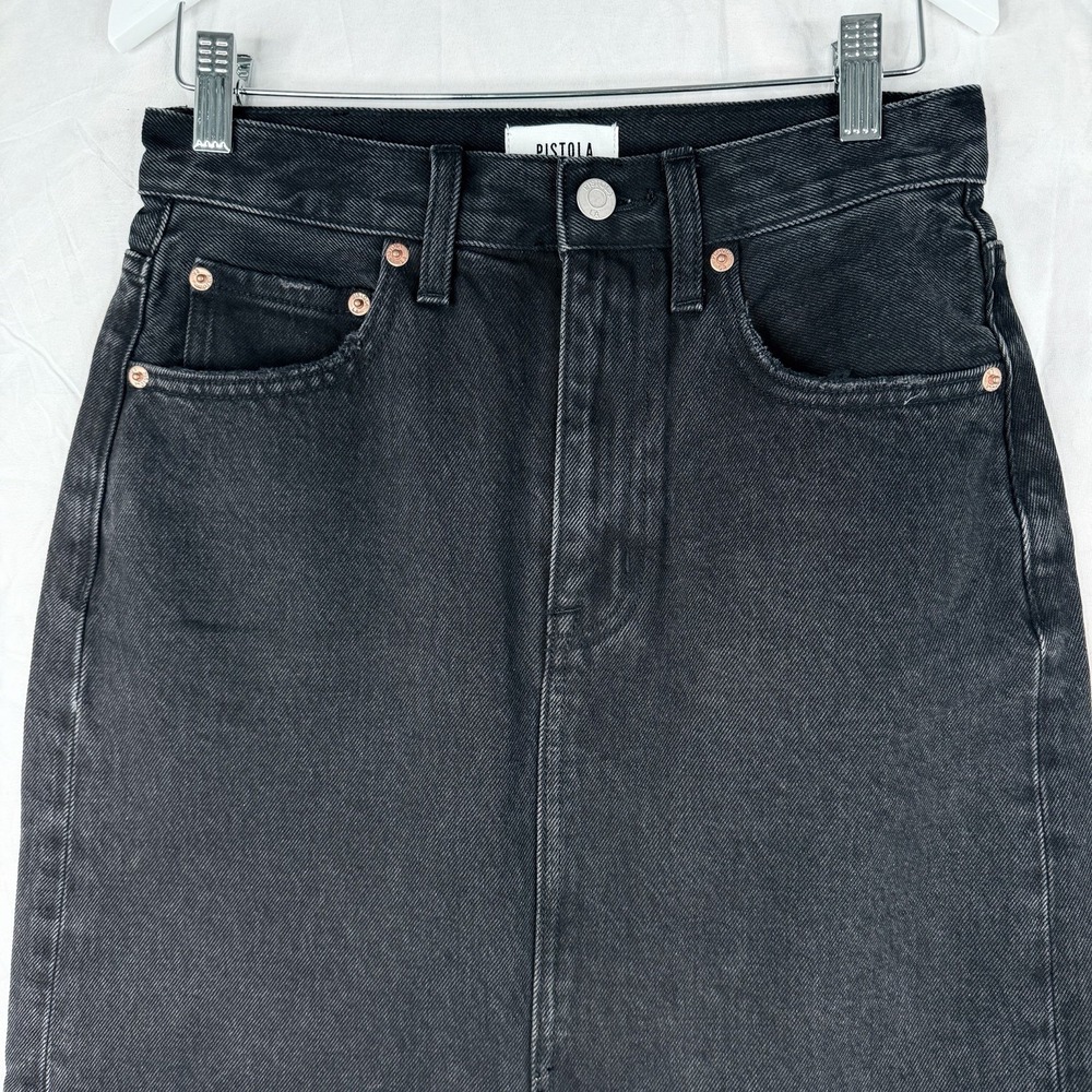 Pistola ALICE Los Angeles Black Denim Midi Skirt HIGH RISE SZ-26-NWT Cotton - Picture 6 of 16